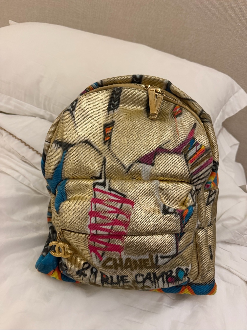 Chanel Gold Multicolor Graffiti Backpack